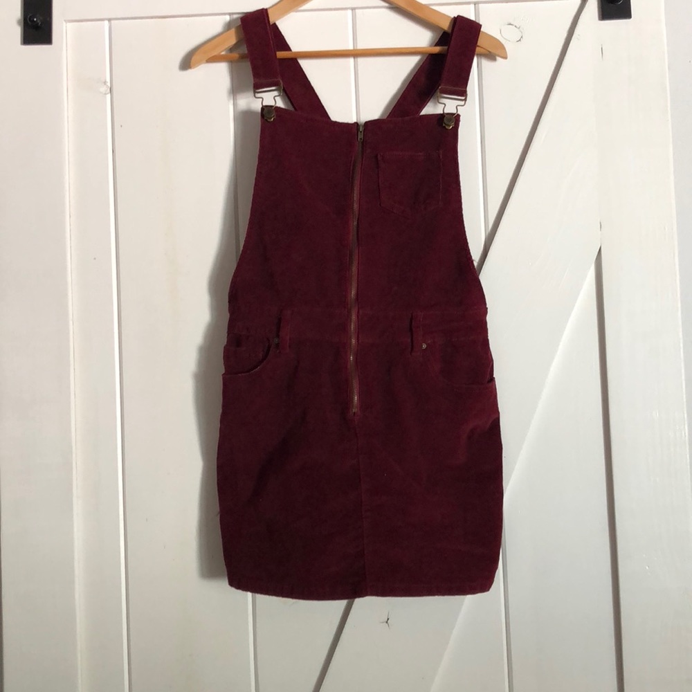 Maroon corduroy overall skirt